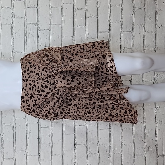 Haute Hippie Edith Leopard-Devoré Draped Skirt in Tan/Brown